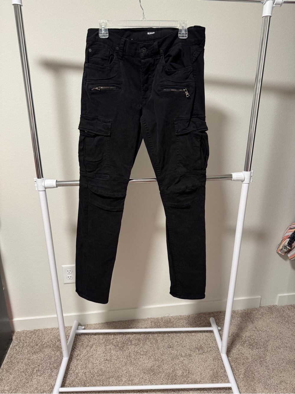 Hudson Jeans Black Slim Cargo Tapered Pants